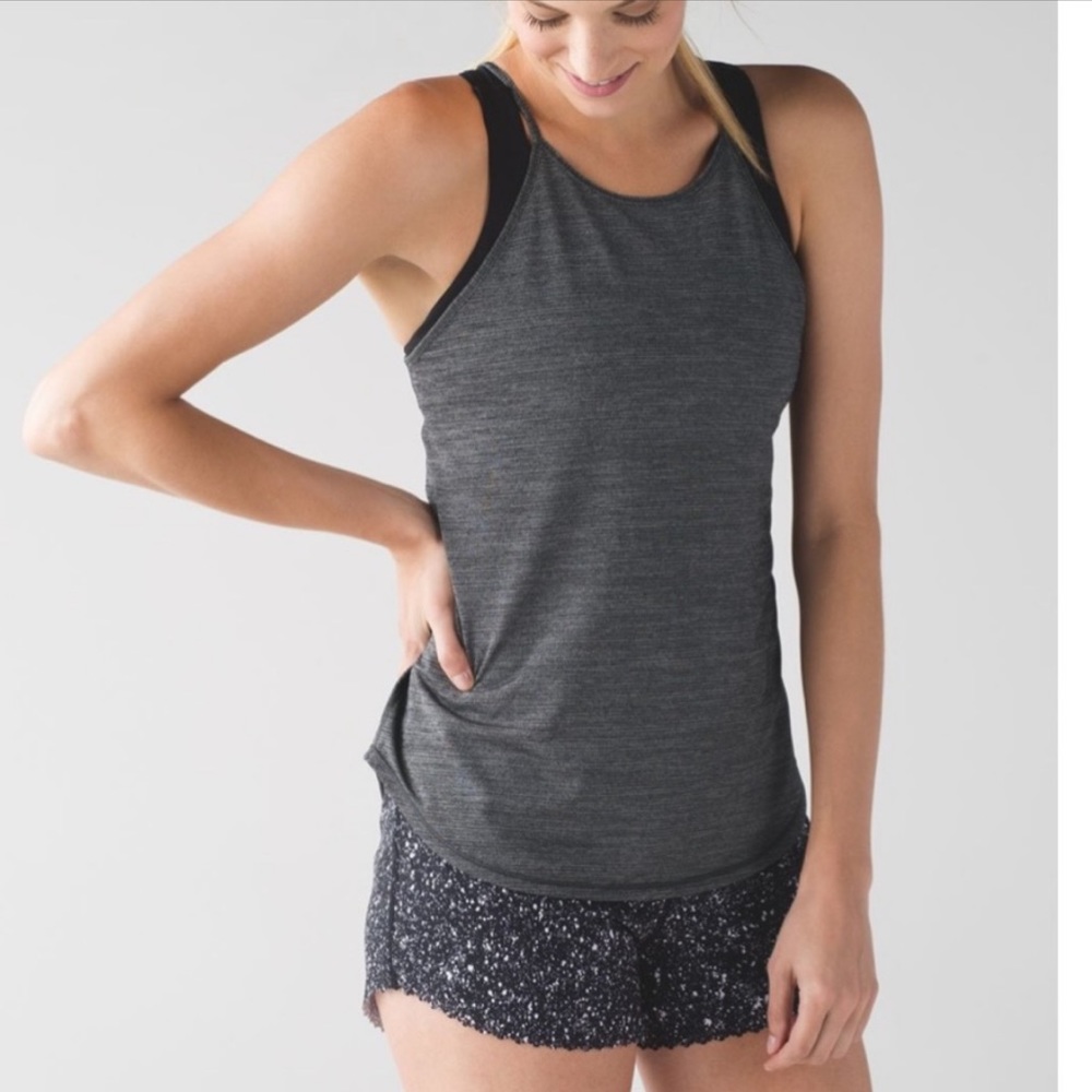 Lululemon Heathered-Black Fast as Light Halter Tank